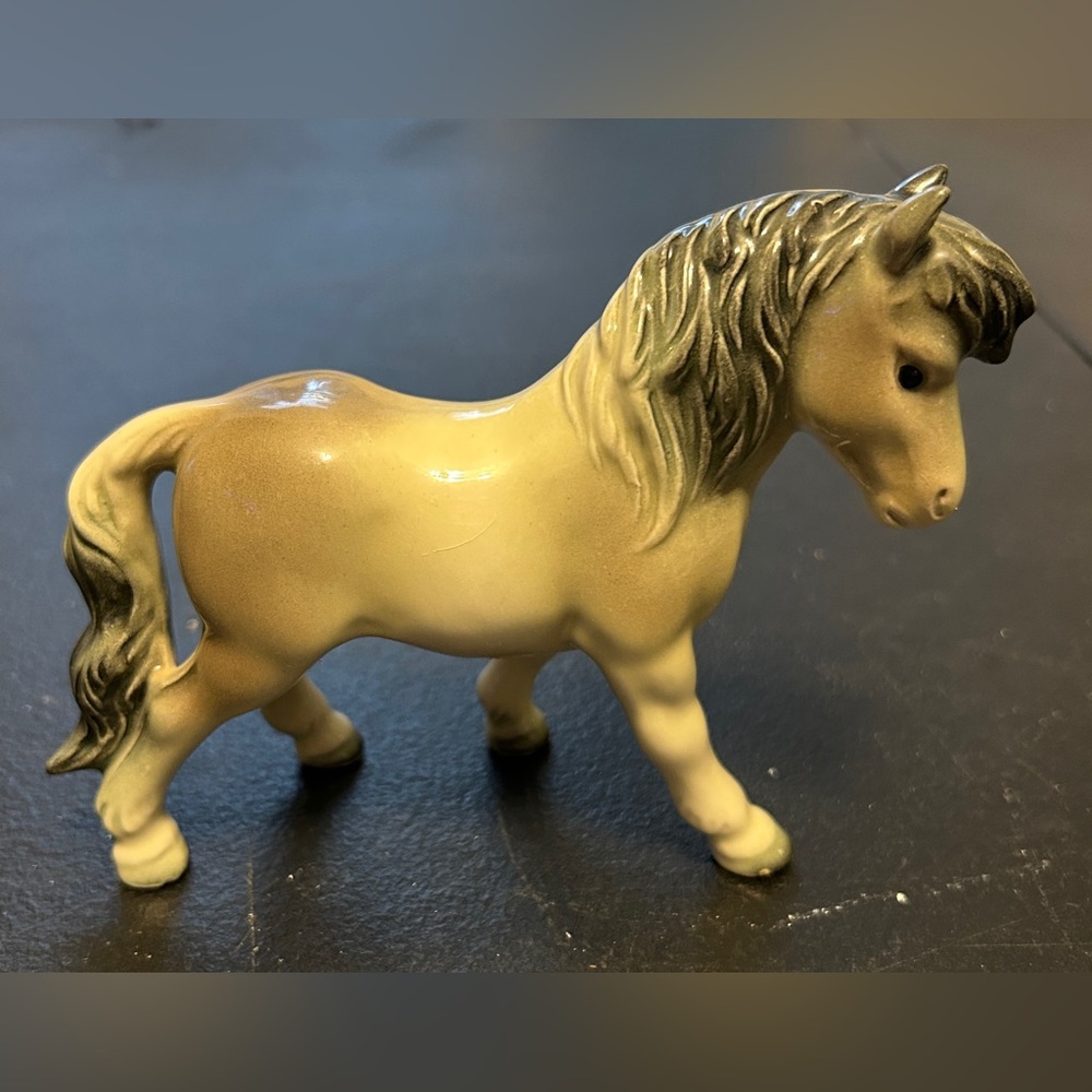 Goebel Pony Horse Equine Ceramic Figurine Glossy Shetland GrayWhite W Germany